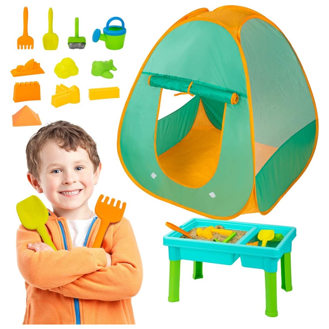 UNIH Kids Sand and Water Table with Play Tent